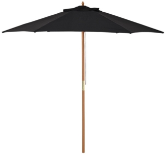 Outsunny Sonnenschirm mit Seilzugmechanismus, LxB: 250x250 cm, Balkonschirm, Strandschirm aus Bambus, Sonnenschutz für Balkon Terrasse Garten, Schwarz