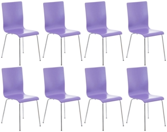 CLP 8er Set Besucherstuhl Pepe mit ergonomisch geformten Holzsitz und Metallgestell,lila