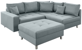 riess-ambiente Ecksofa KENT 220cm aqua, Set 2 Teile, Wohnzimmer · Couch · Stoff-Bezug · Federkern · inkl. Hocker · Design