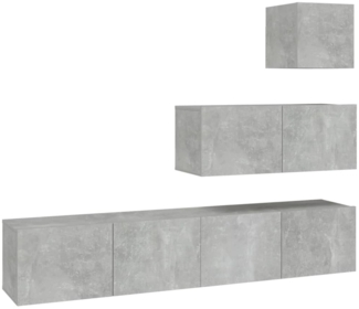 4-tlg. TV-Schrank-Set Betongrau Holzwerkstoff [3114649]