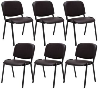 CLP 6er Set Besucherstuhl Ken Kunstleder stapelbar mit einer Sitzhöhe von 44 cm,braun