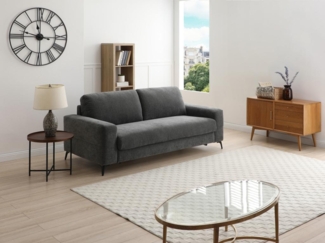 Vente-unique - Sofa 3-Sitzer - Mit Matratze - Stoff - Anthrazitgrau - DUJARDA