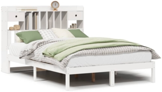 vidaXL Massivholzbett mit Regal ohne Matratze Weiß 140x200 cm Kiefer 3321627