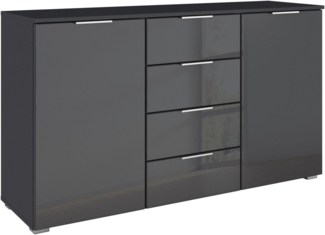 rauch Kombikommode Sideboard Kombikommode Schubladenkommode AGORDO mit Glasfront (in zwei Griff-Farben, Breite 120 cm), vier große Schubladen, mit insgesamt 4 Einlegeböden MADE IN GERMANY