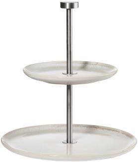 ASA Selection saisons Etagere flach, 2-stufig, Etagenständer, Servierturm, Servierständer, Servierplatte, Steingut, Ø 22 cm, Sand / Nude, 92152107