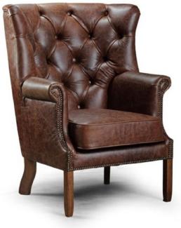 Casa Padrino Luxus Chesterfield Leder Sessel Vintage Dunkelbraun 82 x 85 x H. 115 cm - Echtleder Wohnzimmer Sessel - Chesterfield Wohnzimmer Möbel