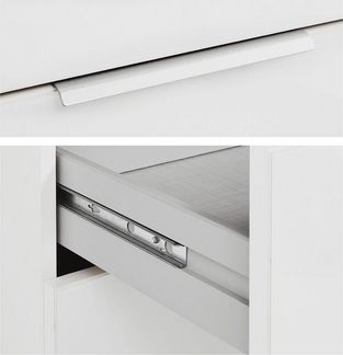 Wimex Nachtkonsole Easy Plus (3 Schubladen mit Metallauszug, mit Spiegel, 1 St, moderne Optik, alufarbene Kantengriffe aus Metall, Füße in alufarben), 52x38x58cm weiß Spiegel