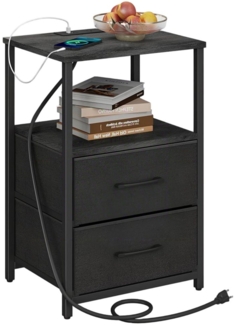 ibettertec Nachttisch Nachttisch mit Stoffschublade,Beistelltisch,mit Stauraum,60x40x28cm (Beistelltisch,Offenes Fach, Couchtisch, Nachtschrank Schlafzimmer, für Wohnzimmer, Schlafzimmer, 2 Stoffschubladen,Nachttisch mit USB-Anschlüssen & Steckdosen), ...