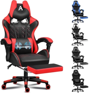 ALFORDSON Gaming-Bürostuhl mit Fußstütze und Lendenkissen, Rot