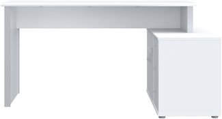 Eckschreibtisch >TEMPRA2< 3 Schübe, 2 Türen, weiss - 120,6x74,9x151,4cm (B/H/T)