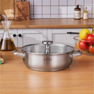 Karaca Kasserolle Karaca Elite Edelstahl-Kasserolle Flach 24 cm 3 L