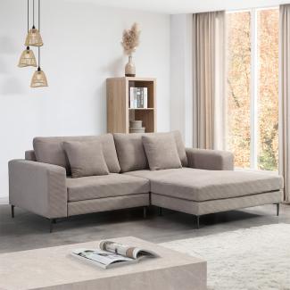 HOME DELUXE Sofa BELLANO - 238 x 188 cm Cord Beige