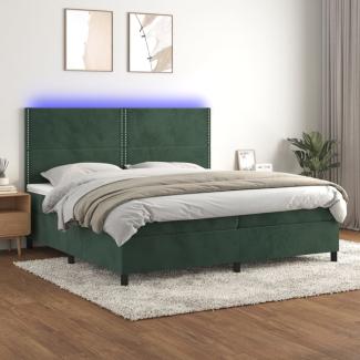 Boxspringbett mit Matratze & LED Samt Dunkelgrün 200x200 cm, Härtegrad: H2 [3136086]