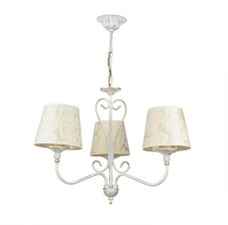 Licht-Erlebnisse Kronleuchter GANARA, ohne Leuchtmittel, mit Schirm Shabby Weiß Gold 3-armig Landhaus