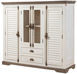 Massivmoebel24 Highboard (Mango 160 x 45 x 142 weiß lackiert TOULOUSE #115)