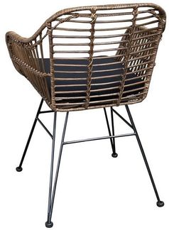 Rattan Sessel Tora mit Kissen Esszimmer Küche Stuhl Relax Rattansessel braun
