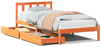 vidaXL Massivholzbett ohne Matratze Wachsbraun 100x200 Kiefernholz 3301491