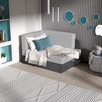 Beautysofa Kindersofa mit Schlaffunktion für ein Kinderzimmer MIKO, modischen Velo-Stoff, Schaumstoffsitz, Universelle Seitenauswahl