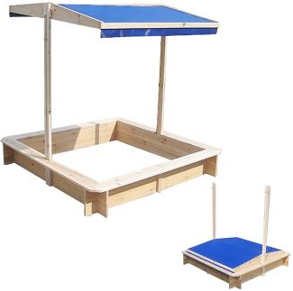 Sandkasten Sandbox Sandkiste Spielhaus Holz mit verstellbaren Dach blau NEU