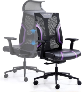 Dowinx Gaming Stuhl Bürostuhl mit 3D Armlehnen Schwarz Lila