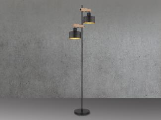 LED Stehleuchte Metall Schwarz Gold 2-flammig, Höhe 168cm