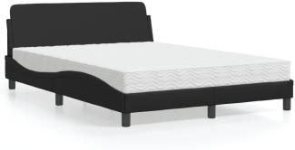 vidaXL Bett mit Matratze Schwarz 140x190 cm Kunstleder 3208397