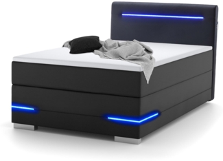 wonello Boxspringbett Lennox, mit LED-Beleuchtung, 2x USB-Anschluss und Topper