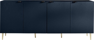 Vente-unique - Sideboard mit 4 Türen - MDF & Stahl - Blau & Goldfarben - YESINIA