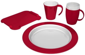 Ornamin Geschirr-Set Demenz-Set plus, Pflege-Set (4-tlg), 1 Personen, Qualitätskunststoff, Esshilfe I Trinkhilfe I bruchstabil I Made in Germany