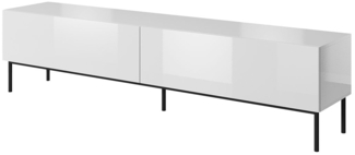 TV-Lowboard Slide 200 mit Untergestell (Farbe: Weiß / Weiß Hochglanz + Schwarz)