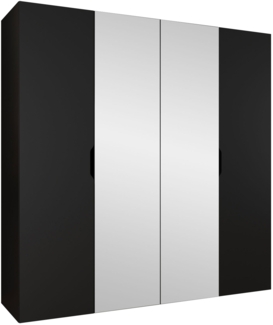 Kleiderschrank Midere 200 mit Frontspiegel (Farbe: Schwarz)