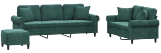 vidaXL 3-tlg. Sofagarnitur mit Kissen Dunkelgrün Samt 3202282