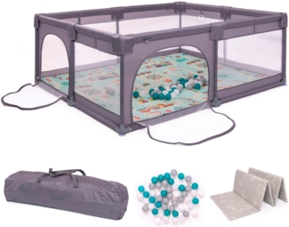 BabyGo Laufstall Bällebad, Playpark 2, inkl. 48 Spielbälle und Spielmatratze