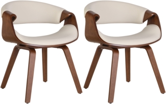 CLP 2er Set Esszimmerstuhl Foley mit Armlehne und Holzgestell,Kunstleder eiche/creme