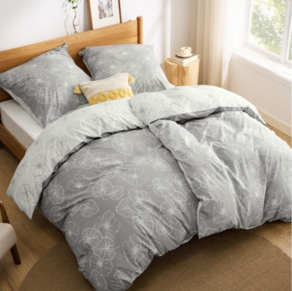 BEDSURE Wendebettwäsche mit Zweige-Design und Reißverschluss, ÖKO-TEX zertifiziert, Baumwolle, 4 teilig, aus 100% natürlicher Baumwolle, mit 8 stabilen Eckbändchen