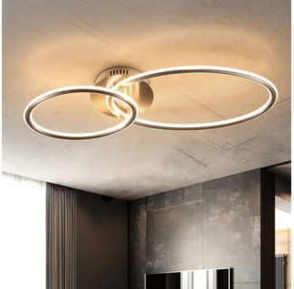 Nettlife LED Deckenleuchte Wohnzimmer 2 Ringe 3000K 29W Modern 62,5 cm Metall Deckenlampe, LED fest integriert, Warmweiß, Geeignet für Wohnzimmer, Esszimmer, Schlafzimmer, Küche, Büro.