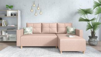 Stylefy Lamone Ecksofa Strukturstoff Rosa Rechts