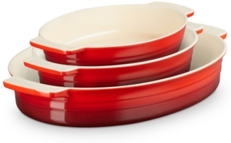 Le Creuset Auflaufform Set 3tlg. oval Kirschrot - Rot