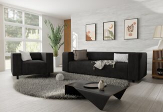 S-Style Möbel Polstergarnitur 3+1 Gustav aus Cord-Stoff mit bequemem Sitz, (1x 3-Sitzer-Sofa, 1x Sessel)