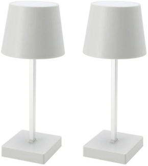 HAC24 Nachttischlampe 2x Tischleuchte mit Touchfunktion Nachttischlampe Schreibtischlampe, LED fest integriert, Warmweiß, Dimmbar, Aufladbar, Weiß