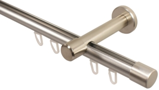 iso-design Gardinenstange Innenlauf 20 mm 1-läufig Endstück Kappe Wandabstand 8 cm, Ø 20 mm, 1-läufig, Fixmaß, mit Bohren, Aluminium