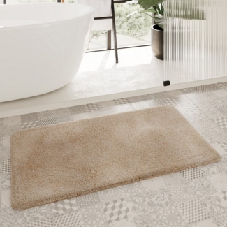 Homie Living Badematte Porto Azzurro, Höhe 30 mm, rutschhemmend beschichtet, fußbodenheizungsgeeignet, schnell trocknend, Polyester, rechteckig, Badteppich, uni, rechteckig & rund, waschbar, Badezimmerteppich