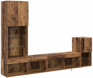 vidaXL TV-Wandgeräte mit LED-Lichtleisten Altholz Holzwerkstoff 3402947