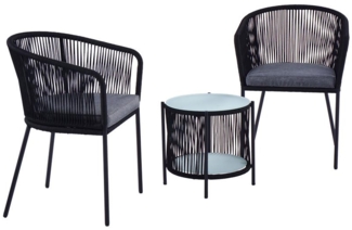 Balkonset Gartenset Bistro Set Gartenmöbel Set Outdoor Rope Sitzgruppe Schwarz