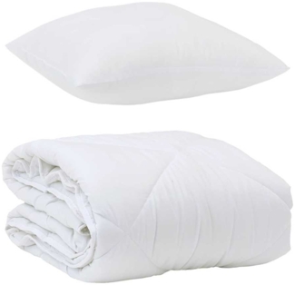 vidaXL Bettdecke mit Kissen Weiß 155 x 220 cm Mikrofaser 3376578