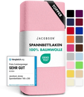 Jacobson Spannbettlaken TOPPER aus 100% Baumwolle, Jersey Bettlaken 160 g/m², Spannbetttuch mit Gummizug, OEKO-TEX®, pflegeleicht, viele Farben