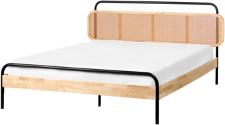 Bett mit Lattenrost Rattan BOUSSICOURT 160 x 200 cm Hellbraun