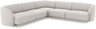 Micadoni 5-Sitzer Reversible Ecksofa Miley | Bezug Light Grey | Beinfarbe Black Plastic