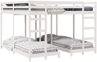 vidaXL Dreifach Etagenbettrahmen Weiß 200 x 200 cm 3414559