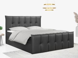 Boxspringbett, mit Fußteil, 2 Bettkästen - PREMIUM-11 - 180x200cm - Dunkelgrau Kunstleder - H3